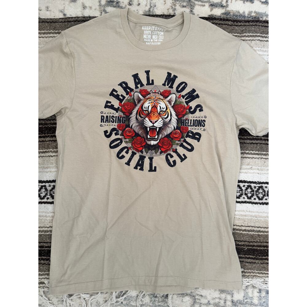 Keep It Gypsy Feral Mom’s Social Club Tee XL NWOT Rhinestone Graphic Tee